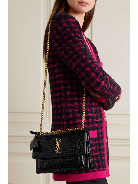 ysl croc bucket bag|saint laurent sunset bag.